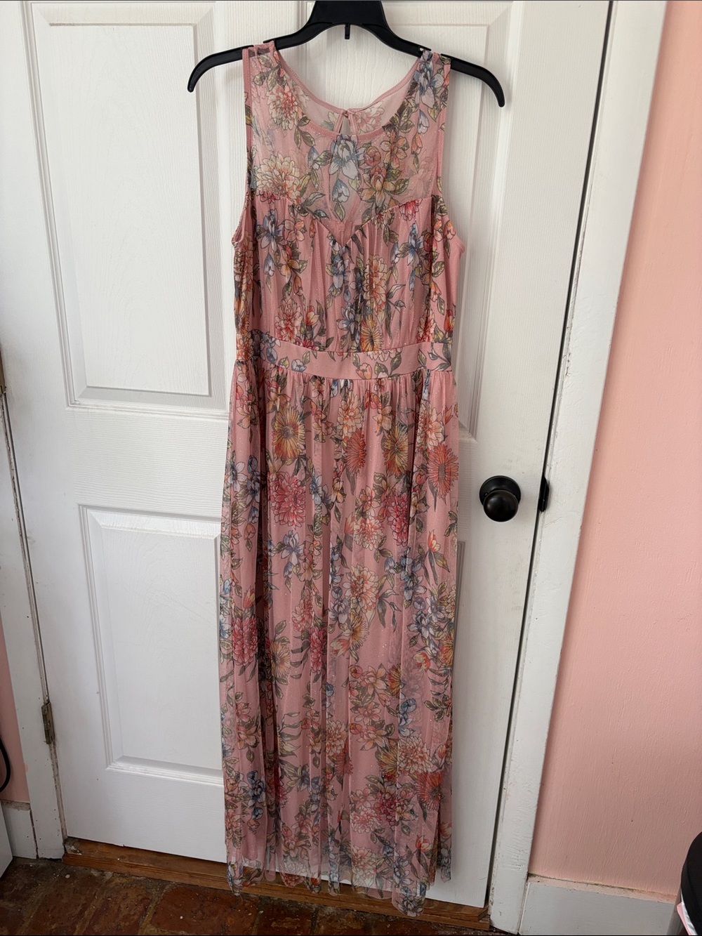 Blush Pink Floral Maxi Dress